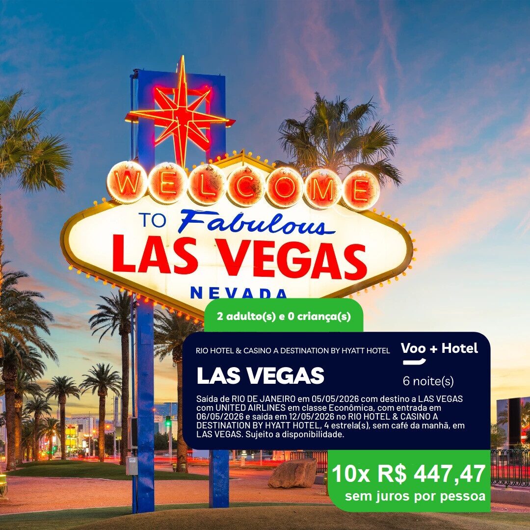Las Vegas - 2 adultos - 6 noites - 05-05 a 12-05-26 - Rio Hotel & Casino a Destination by Hyatt Hotel