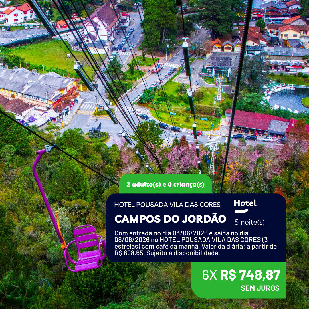 Pousada Vila das Cores - 2 adultos - 5 noites com cafe da manha - 03-06 a 08-06-26