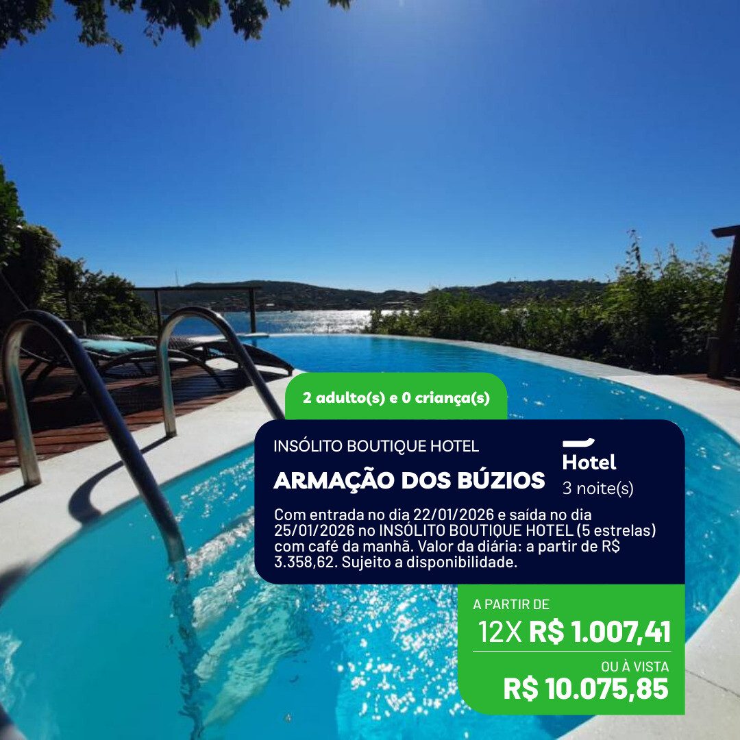 Buzios - RJ - 2 adultos - 3 noites - Janeiro - 22-01 a 25-01-26 - Insolito Boutique Hotel