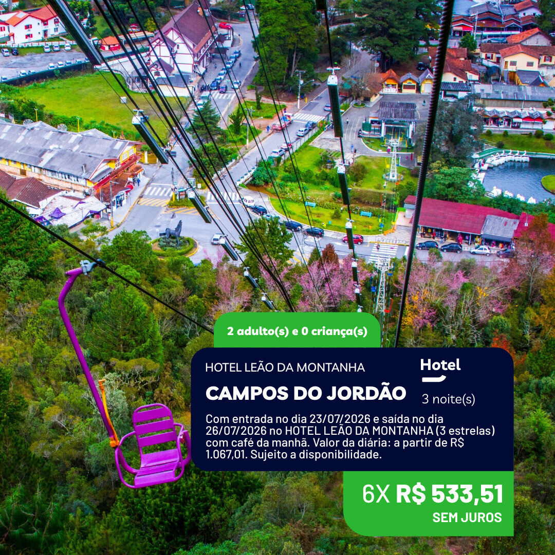 Campos do Jordao - SP - 2 adultos - 3 noites - 23-07 a 26-07-26 - Hotel Leao da Montanha