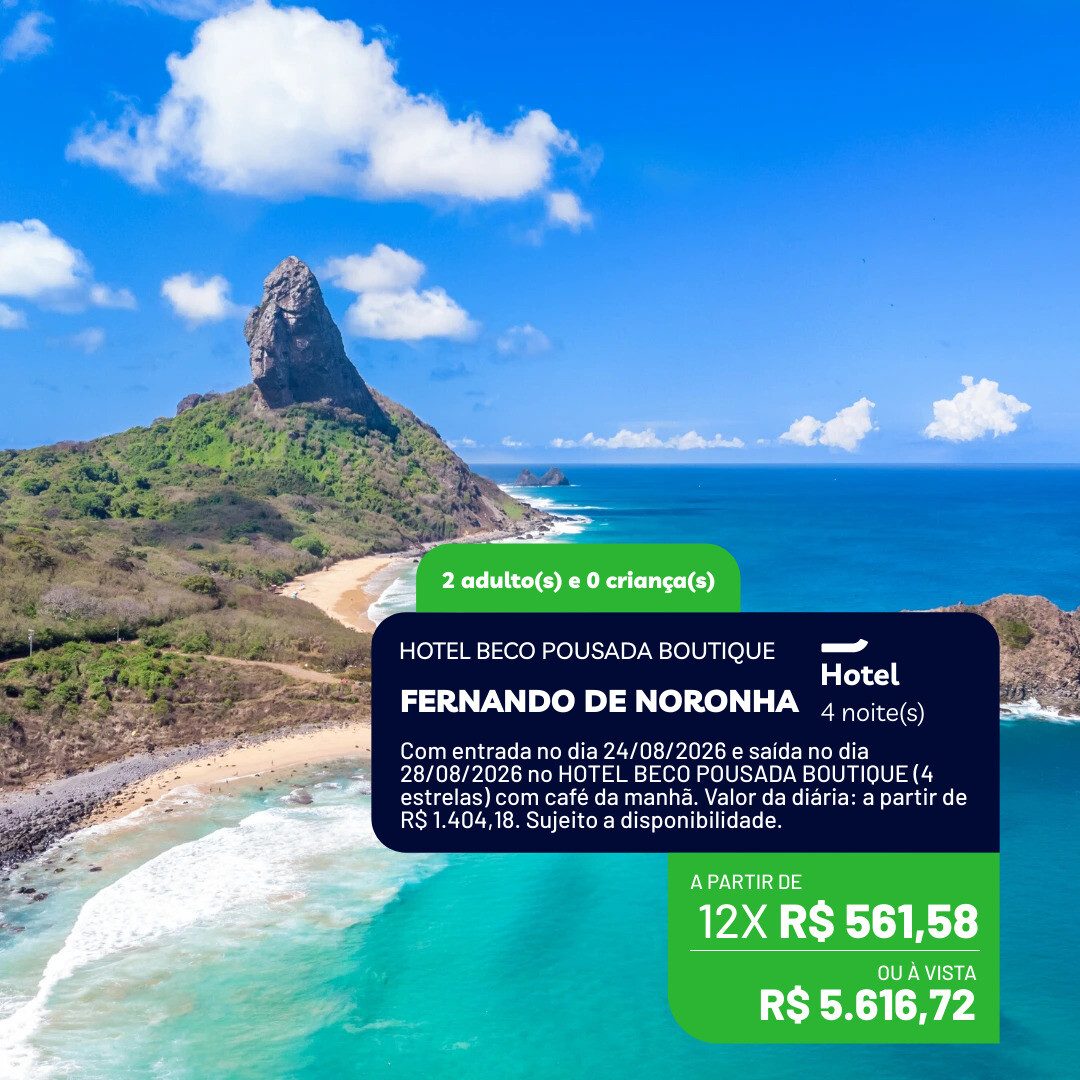 Fernando de Noronha - PE - 2 adultos - 4 noites - Agosto 2026 - 24-08 a 28-08-26 - Hotel Beco Pousada Boutique