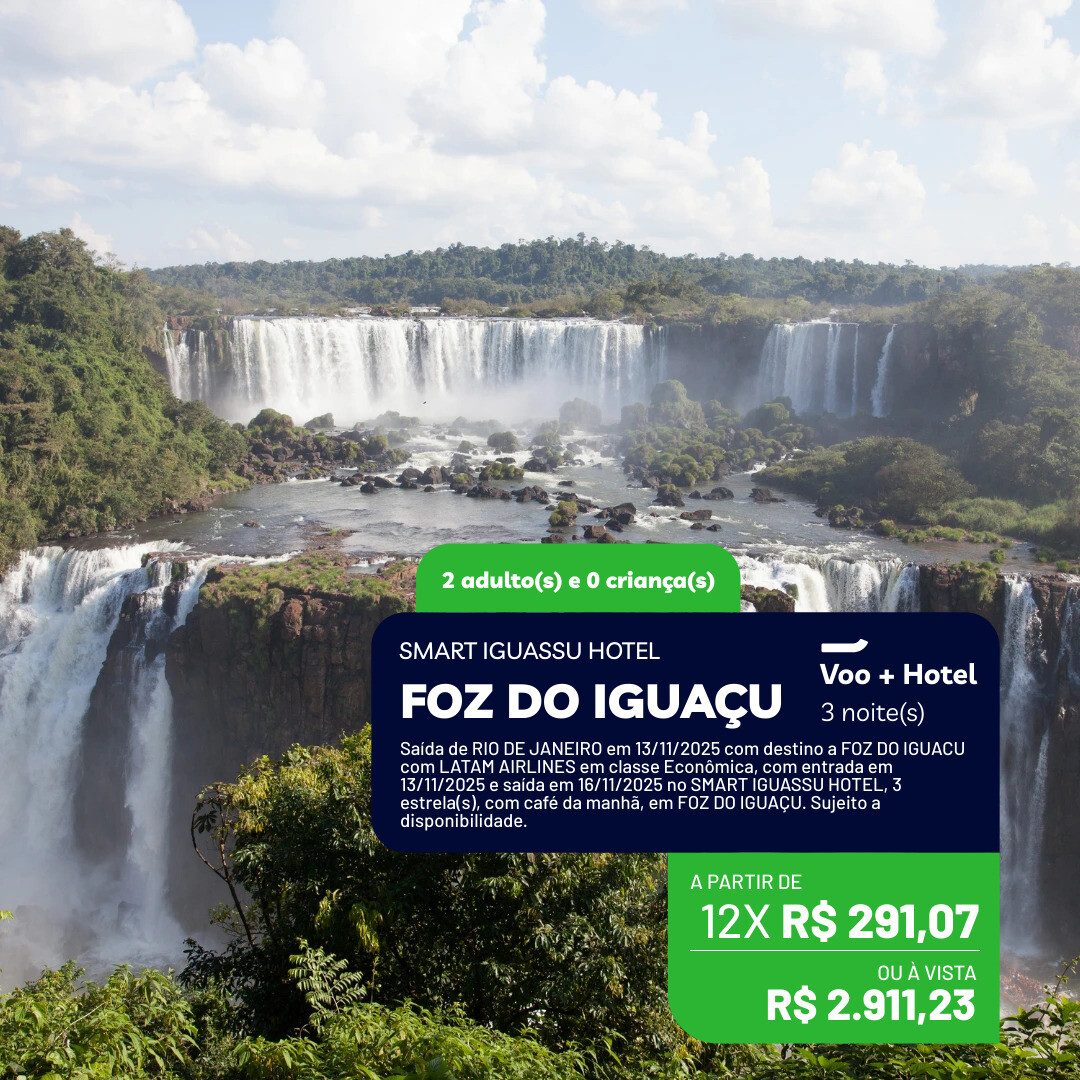 Foz do Iguaçu - 2 adultos - 3 noites - Novembro - 13-11 a 16-11-25 - Hotel Smart Iguaçu