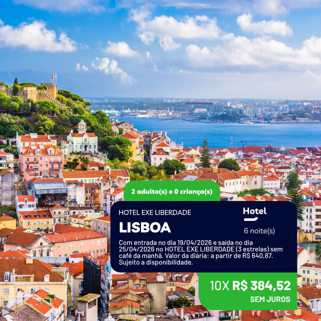 Lisboa - 2 adultos - 6 noites - 19-04 a 25-04-26 - Hotel EXE Liberdade