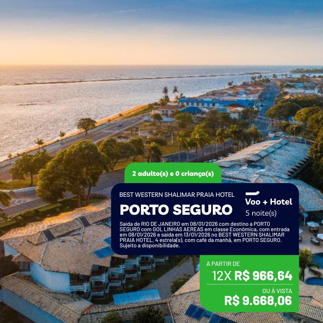 Porto Seguro - 2 adultos - 5 noites - Janeiro - 08-01 a 13-01-26 - Best Western Shalimar Praia Hotel