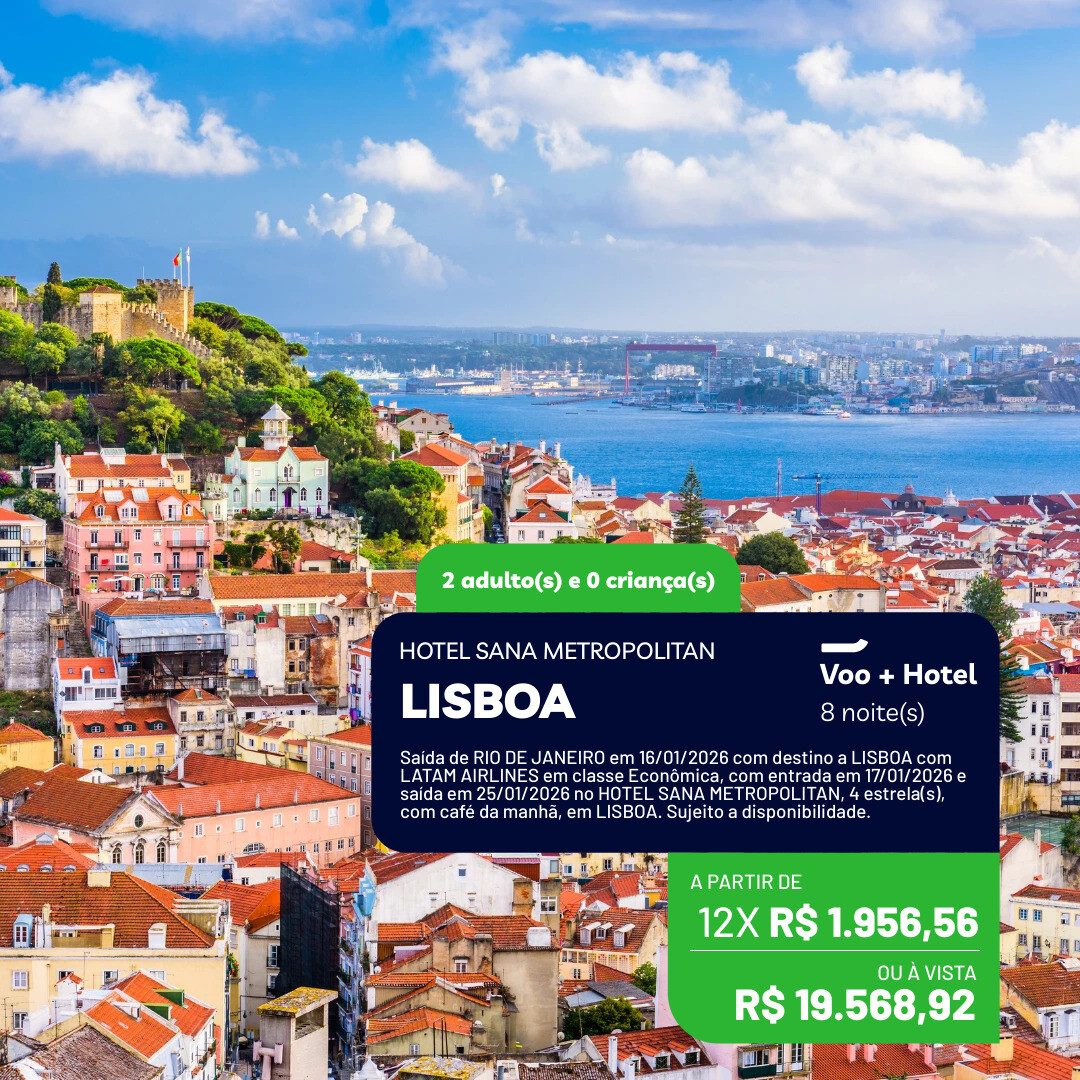 Portugal - 2 adultos - 9 noites - Férias Janeiro - 16-01 a 25-01-26 - Hotel Sana Metropolitan