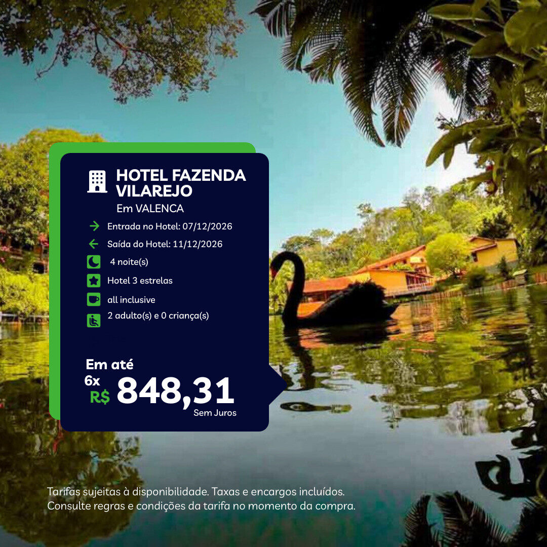 Valenca - RJ - 2 adultos - 4 noites - 07-12 a 11-12-26 - Hotel Fazenda Vilarejo All Inclusive